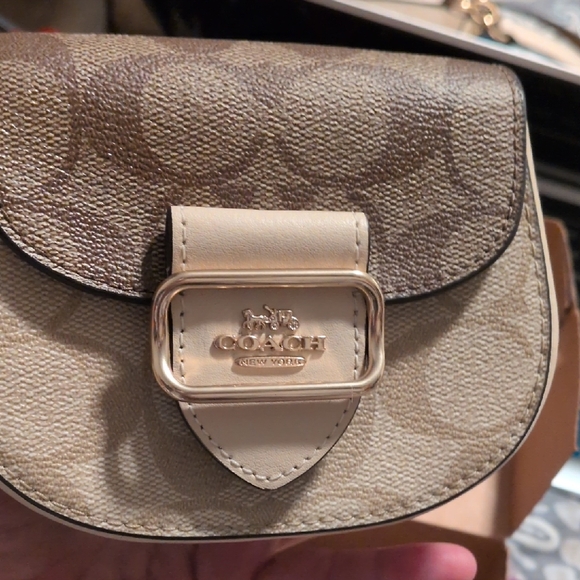 Coach Handbags - Coach Baby Tan and Brown Mini Bag With Gold Cross Body Chain